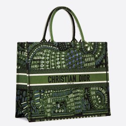 Dior Book Tote Dior Bag In Green Animals Embroidered Canvas CDBS2130