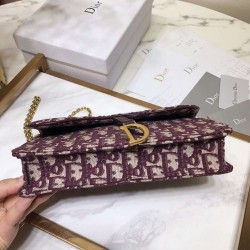 Dior Bordeaux Oblique Saddle Chain Clutch CDBS2141