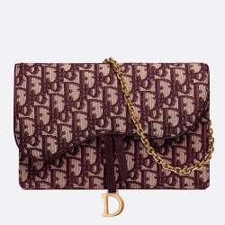 Dior Bordeaux Oblique Saddle Chain Clutch CDBS2141