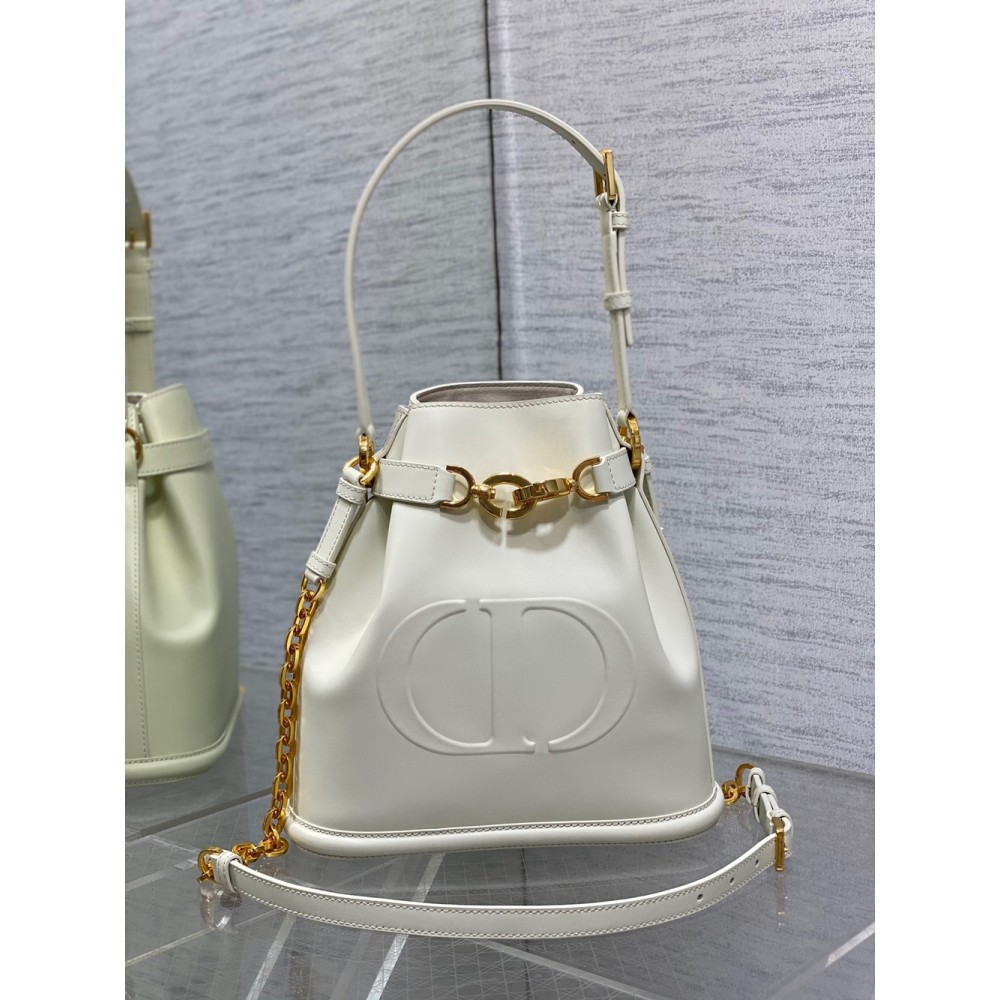 Dior C'est Medium Bag in White Saddle Calfskin CDBS2179