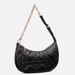 Dior CD Lounge Bag in Black Macrocannage Lambskin CDBS2165