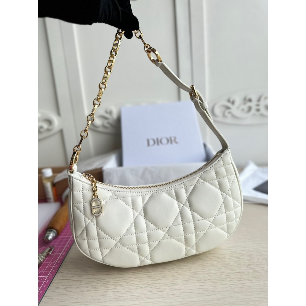 Dior CD Lounge Bag in White Macrocannage Lambskin CDBS2166