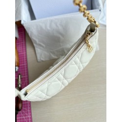 Dior CD Lounge Bag in White Macrocannage Lambskin CDBS2166