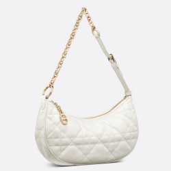 Dior CD Lounge Bag in White Macrocannage Lambskin CDBS2166