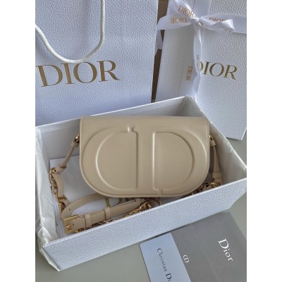 Dior CD Signature Chain Bag in Beige Calfskin CDBS2167