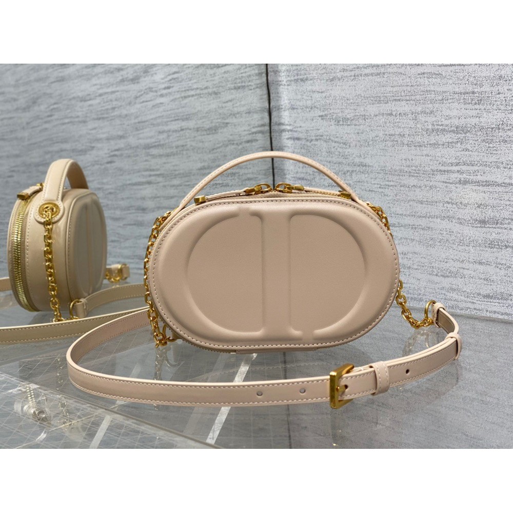 Dior CD Signature Oval Camera Bag in Beige Calfskin CDBS2170