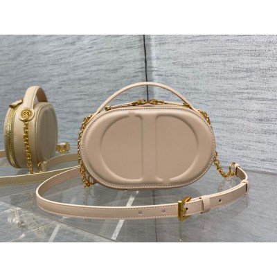 Dior CD Signature Oval Camera Bag in Beige Calfskin CDBS2170