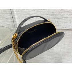 Dior CD Signature Oval Camera Bag in Black Calfskin CDBS2171