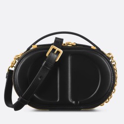 Dior CD Signature Oval Camera Bag in Black Calfskin CDBS2171