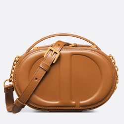 Dior CD Signature Oval Camera Bag in Brown Calfskin CDBS2173