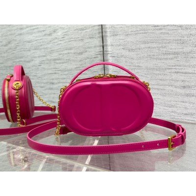 Dior CD Signature Oval Camera Bag in Rani Pink Calfskin CDBS2174