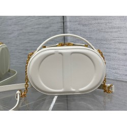 Dior CD Signature Oval Camera Bag in White Calfskin CDBS2175