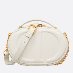 Dior CD Signature Oval Camera Bag in White Calfskin CDBS2175