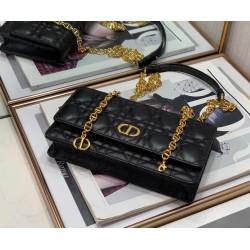 Dior Caro Belt Pouch With Chain In Black Calfskin CDBS2145