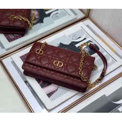 Dior Caro Belt Pouch With Chain In Bordeaux Calfskin CDBS2146