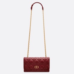 Dior Caro Belt Pouch With Chain In Bordeaux Calfskin CDBS2146