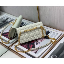 Dior Caro Chain Pouch In White Cannage Calfskin CDBS2153