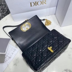 Dior Caro Medium Bag In Black Cannage Calfskin CDBS2156