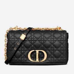 Dior Caro Medium Bag In Black Cannage Calfskin CDBS2156