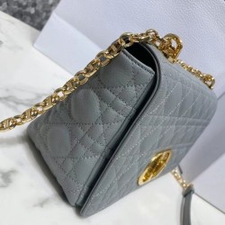 Dior Caro Medium Bag In Grey Cannage Calfskin CDBS2157