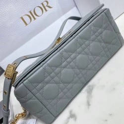 Dior Caro Medium Bag In Grey Cannage Calfskin CDBS2157