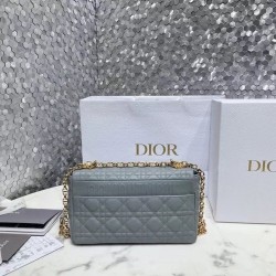 Dior Caro Medium Bag In Grey Cannage Calfskin CDBS2157