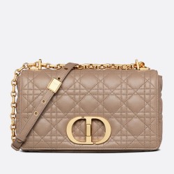 Dior Caro Medium Bag In Taupe Cannage Calfskin CDBS2158