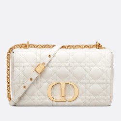 Dior Caro Medium Bag In White Cannage Calfskin CDBS2159