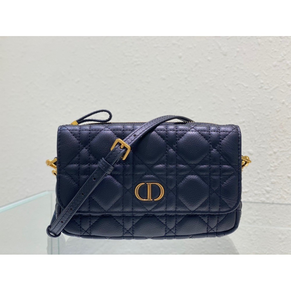 Dior Caro Pouch In Black Cannage Calfskin CDBS2160