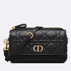 Dior Caro Pouch In Black Cannage Calfskin CDBS2160