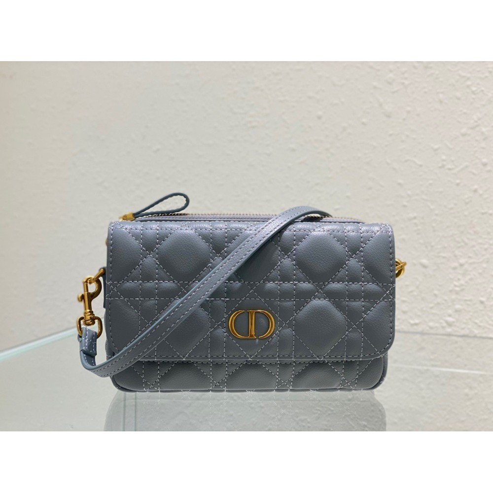 Dior Caro Pouch In Cloud Blue Cannage Calfskin CDBS2161