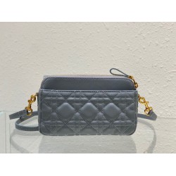 Dior Caro Pouch In Cloud Blue Cannage Calfskin CDBS2161