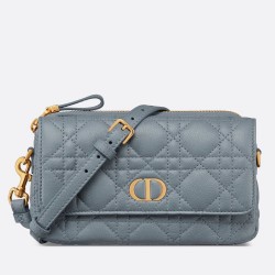 Dior Caro Pouch In Cloud Blue Cannage Calfskin CDBS2161