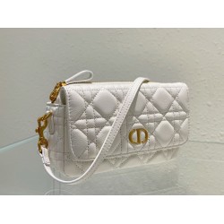 Dior Caro Pouch In White Cannage Calfskin CDBS2162