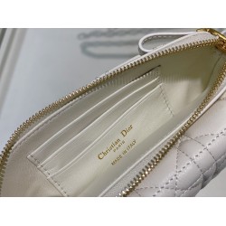 Dior Caro Pouch In White Cannage Calfskin CDBS2162