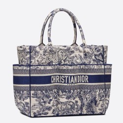 Dior Catherine Tote Bag In Blue Toile de Jouy Embroidery CDBS2164