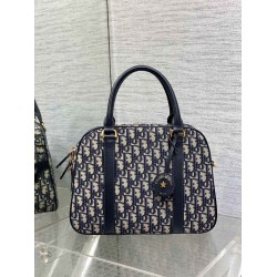 Dior D-Vibe Bowling Large Bag in Blue Oblique Jacquard CDBS2228