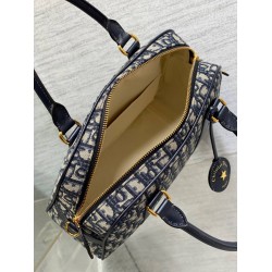 Dior D-Vibe Bowling Large Bag in Blue Oblique Jacquard CDBS2228