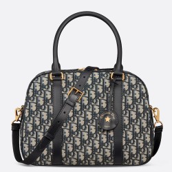 Dior D-Vibe Bowling Large Bag in Blue Oblique Jacquard CDBS2228