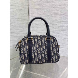 Dior D-Vibe Bowling Medium Bag in Blue Oblique Jacquard CDBS2229