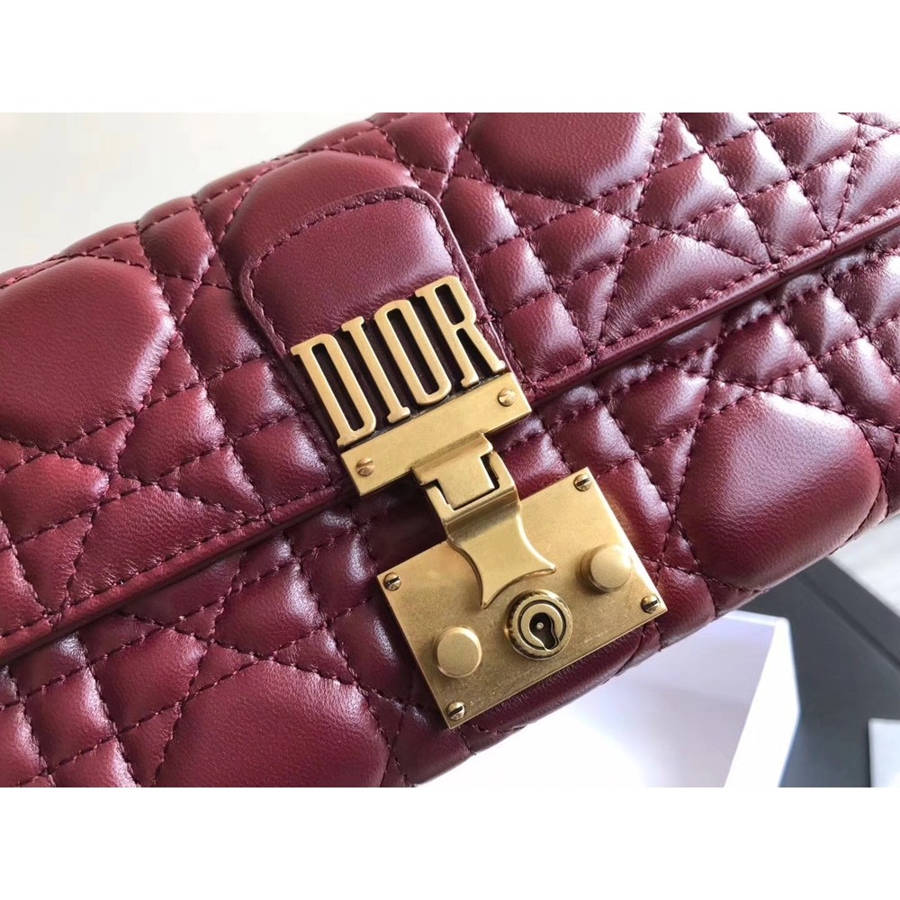 Dior DiorAddict Continental Wallet In Bordeaux Lambskin CDBS2183