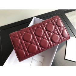 Dior DiorAddict Continental Wallet In Bordeaux Lambskin CDBS2183