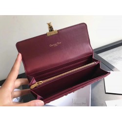 Dior DiorAddict Continental Wallet In Bordeaux Lambskin CDBS2183