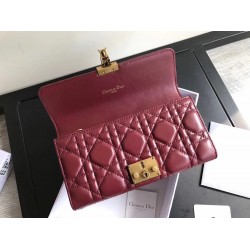 Dior DiorAddict Continental Wallet In Bordeaux Lambskin CDBS2183