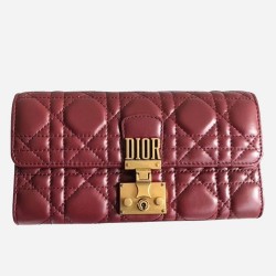 Dior DiorAddict Continental Wallet In Bordeaux Lambskin CDBS2183