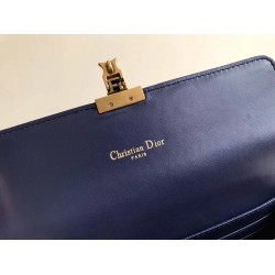 Dior DiorAddict Continental Wallet In Navy Blue Lambskin CDBS2184