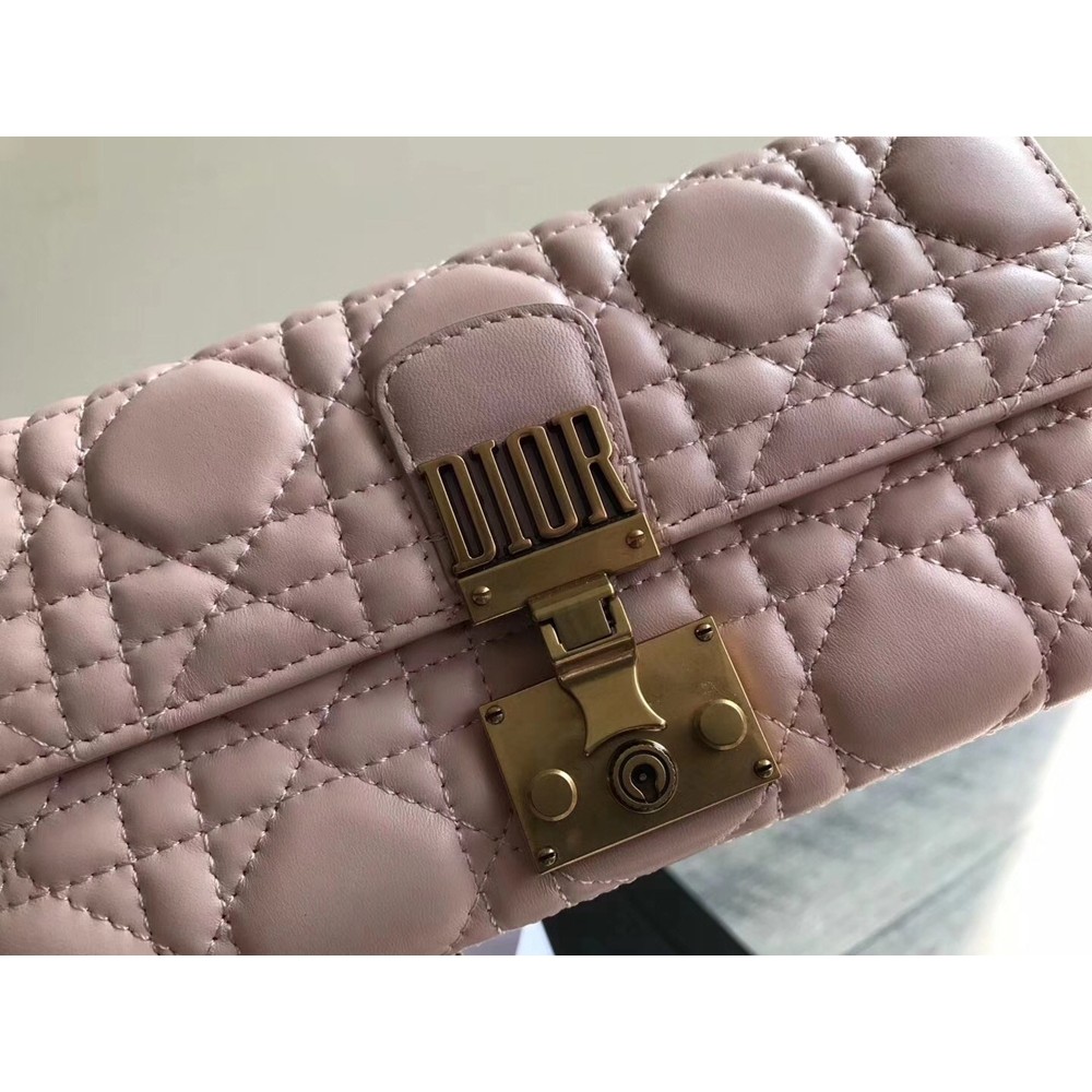 Dior DiorAddict Continental Wallet In Pink Lambskin CDBS2185