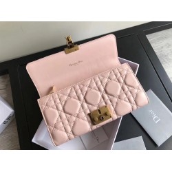 Dior DiorAddict Continental Wallet In Pink Lambskin CDBS2185