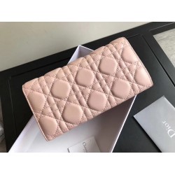 Dior DiorAddict Continental Wallet In Pink Lambskin CDBS2185