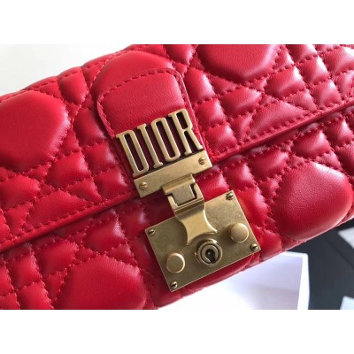 Dior DiorAddict Continental Wallet In Red Lambskin CDBS2186